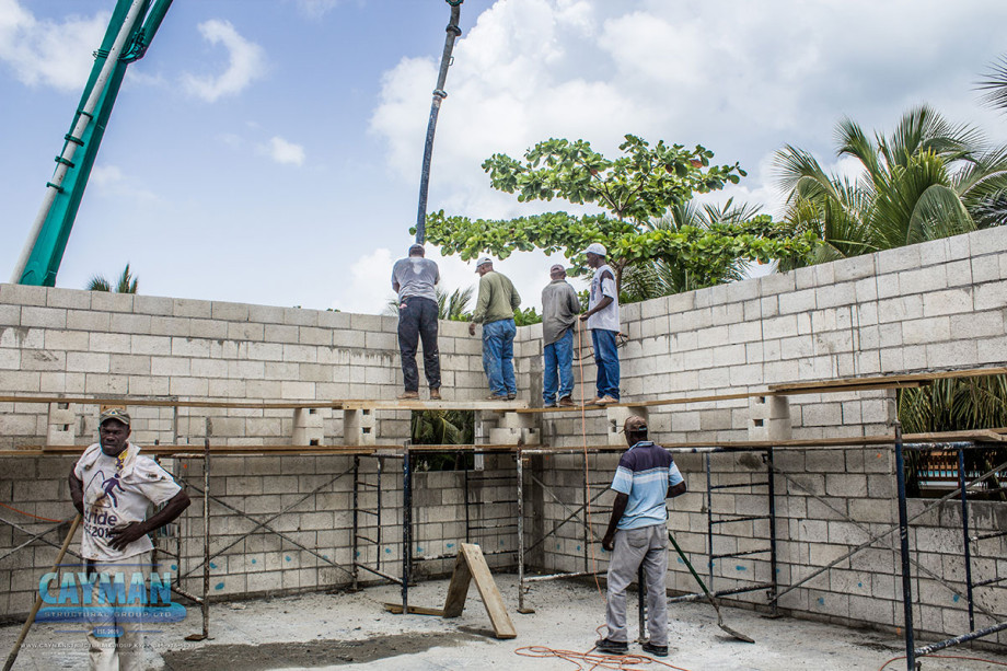 Home exterior concrete shell construction.