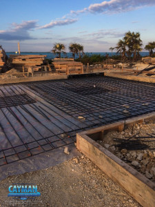 Rebar is installed in the footprint of the luxury custom home before the concrete foundation is poured. This home will feature six bedrooms and six bathrooms.