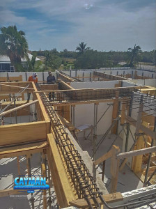 This home is being built using insulating concrete form (ICF) blocks. Here, you can see the rebar supports that will make up the floor beams for the second story.